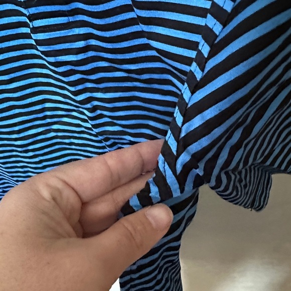 Peter Millar Men's Blue and Black Striped polo - Picture 5 of 6